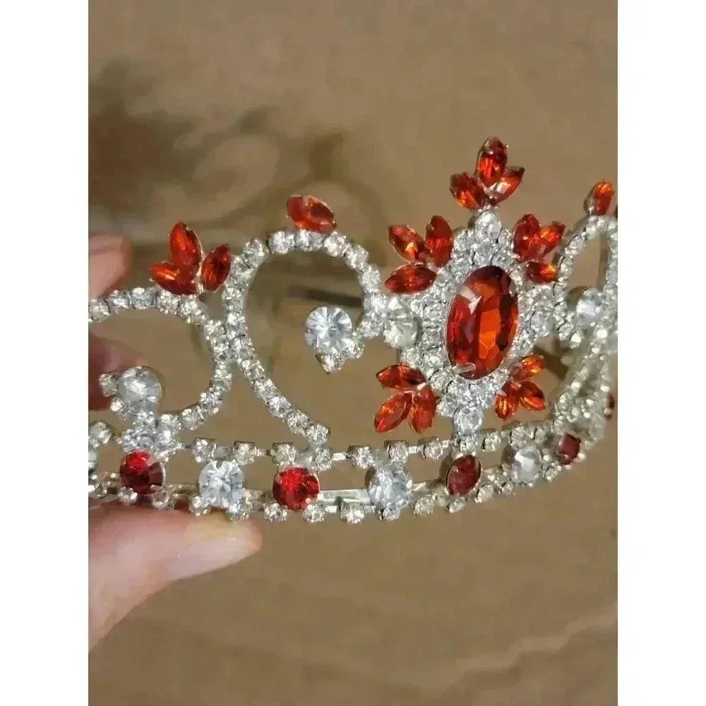 Red and Silver Crystal Tiara - Picture 6 of 7